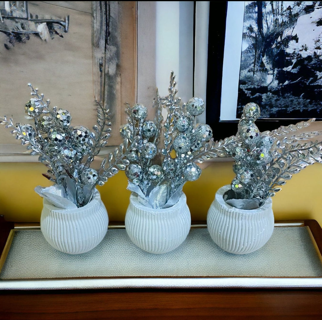 Pack of 3 pc Artificial Glittery Plants