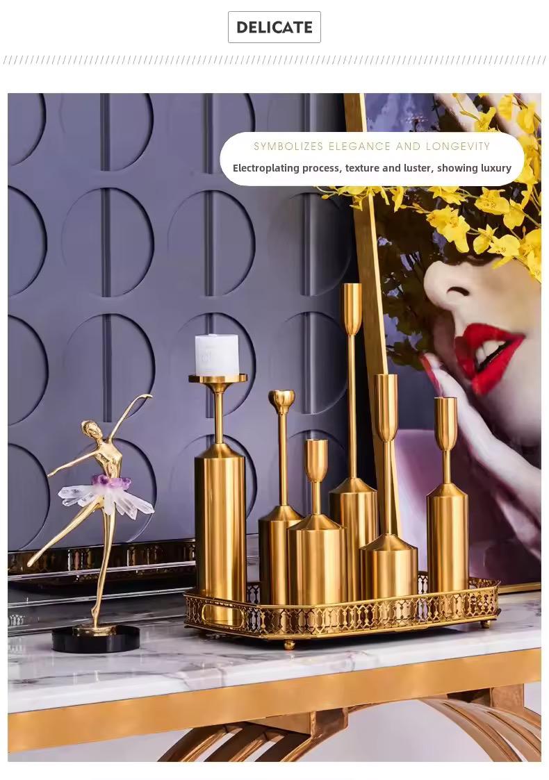 European Style Metal Candle Holder Electroplated Wedding Props