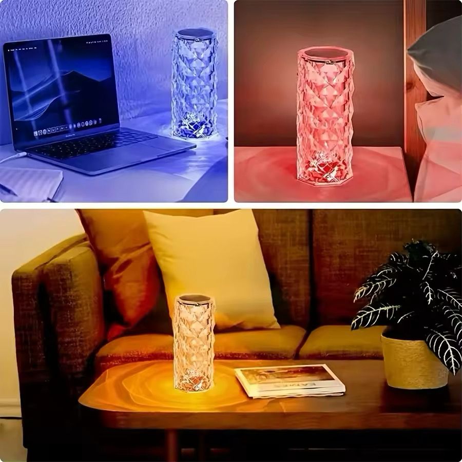 LED Night Light Crystal Touch Rose Table Lamp