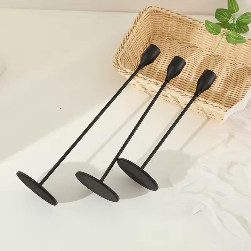Candle Stick Ornament Black Retro Candle Stand
