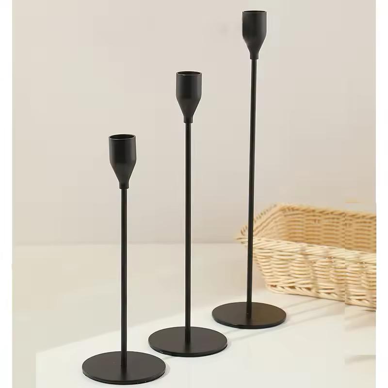 Candle Stick Ornament Black Retro Candle Stand