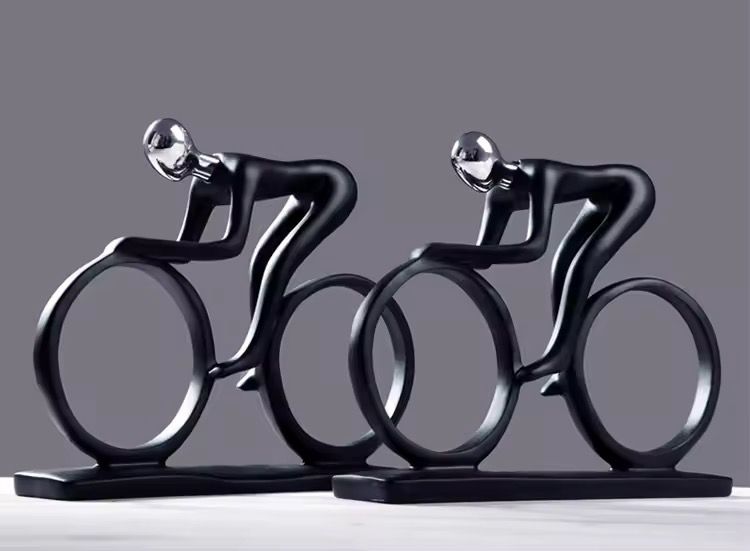 Modern Abstract Resin Bicycler Cyclist Statue Bicycle